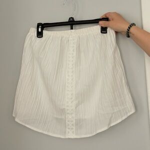 SHEIN White Mini A-Line Skirt with Vertical Trim